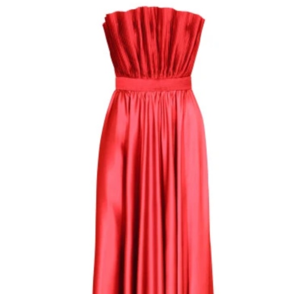 Andres Otalora Cocora Pleated Silk Gown in Coral - Picture 4 of 6